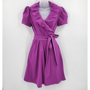 DVF Diane Von Furstenberg Bethania Wrap Dress 8 Bubble Collar Magenta NEW B9